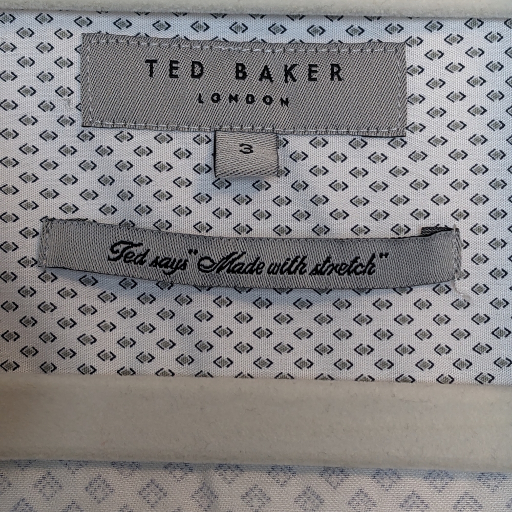 Ted Baker Men's, Navy Patterned Casual Button Down Long Sleeve Shirt, Size 3 - Picture 2 of 8